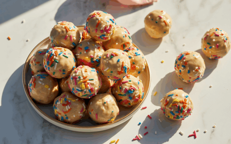 Birthday Cake Batter Protein Balls (No-Bake Recipe)