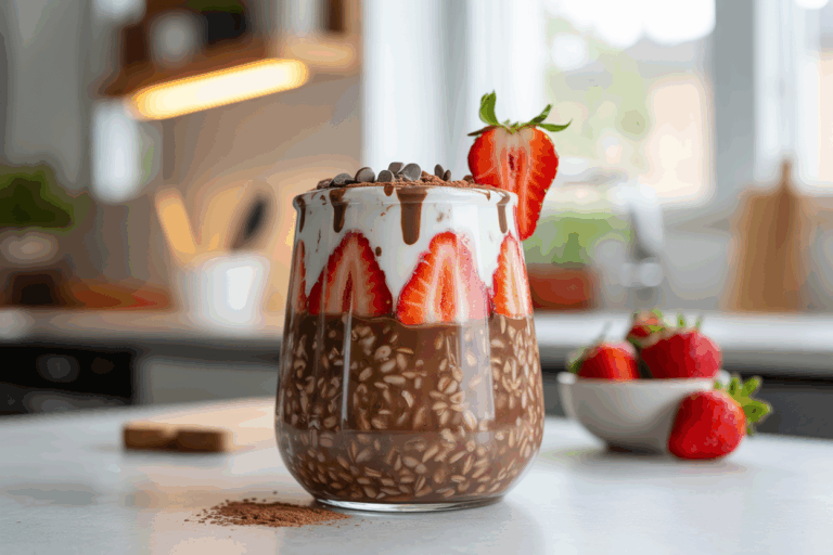 Chocolate Strawberry Protein Overnight Oats (20g Protein, No Cooking Required)