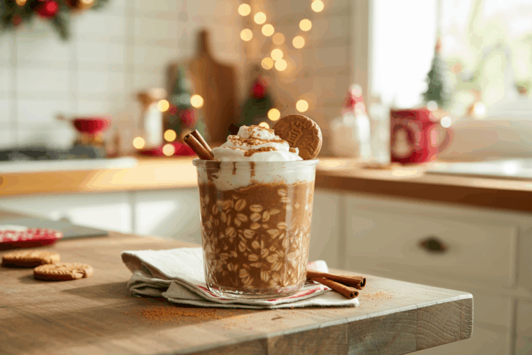 High-Protein Gingerbread Overnight Oats (27g Protein, Tastes Like the Holidays)